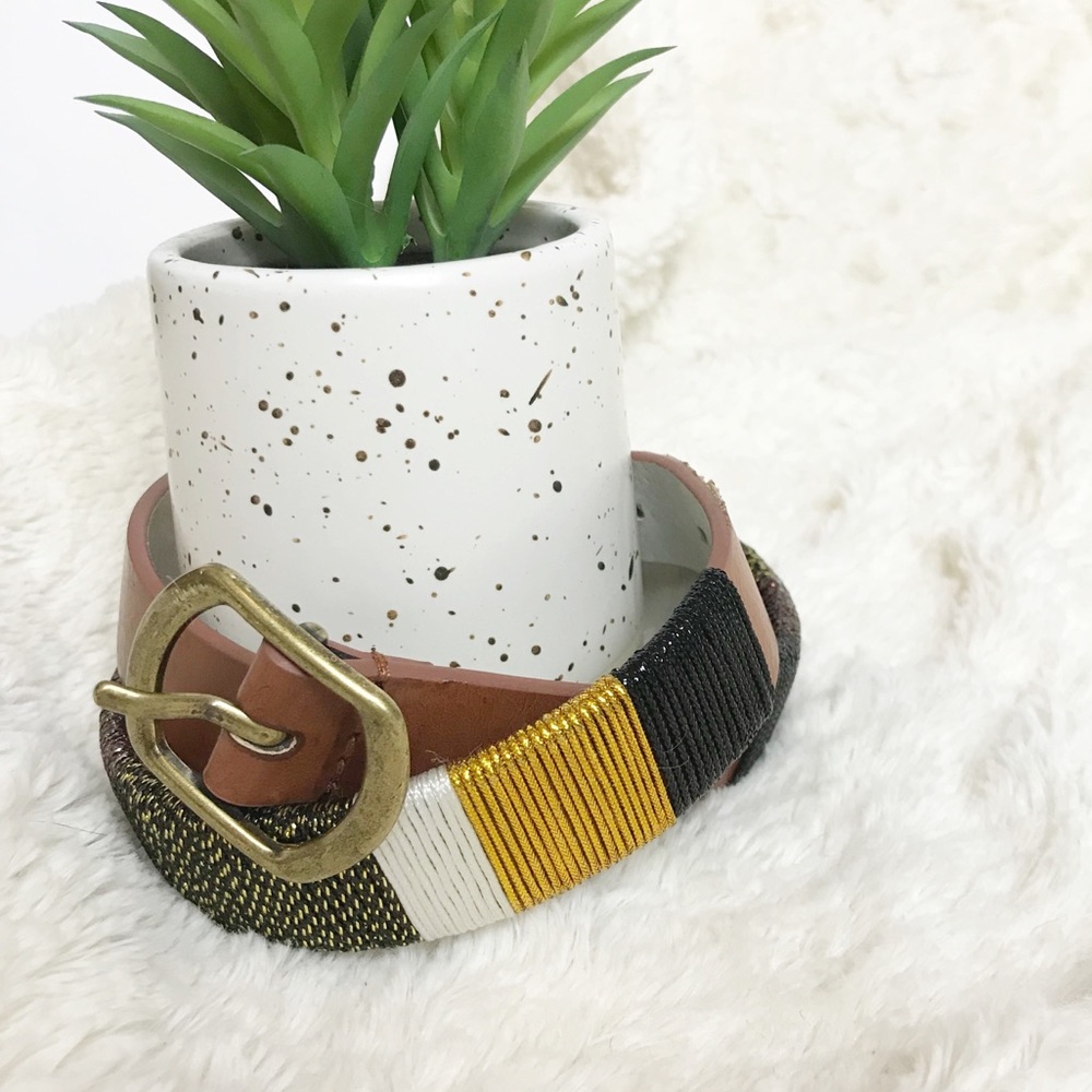 LODIS Brown Leather Cord Detail Belt